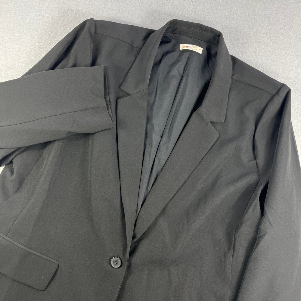 Intempo Womens Black Single Button Blazer‎ Plus Size 3X Professional Jacket